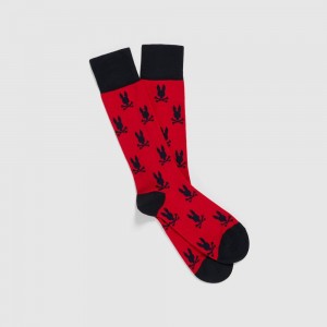 Calcetines Psycho Bunny Dress Sock Hombre Rojos | ZF1725389