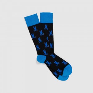 Calcetines Psycho Bunny Dress Sock Hombre Negros | QC1360782