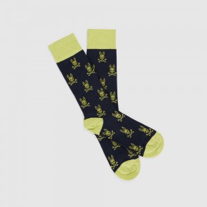 Calcetines Psycho Bunny Dress Socks Hombre Azules | ZE1368274