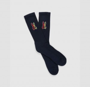 Calcetines Psycho Bunny Split Bunny Logo Hombre Azul Marino | DQ3270814