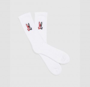 Calcetines Psycho Bunny Split Bunny Logo Hombre Blancos | SN8740659