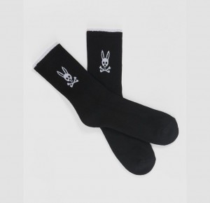 Calcetines Psycho Bunny Sport Hombre Negros | JS7986254