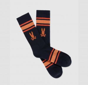 Calcetines Psycho Bunny Stripe Hombre Azul Marino | BZ4028193