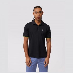 Camisa Polo Psycho Bunny Burnside Sport Polo Hombre Negros | NC6074328