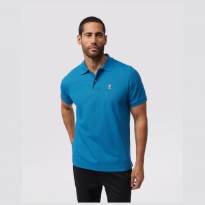 Camisa Polo Psycho Bunny Classic Pique Polo Hombre Azules | LD2107846