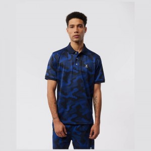 Camisa Polo Psycho Bunny Huston Sport Aop Polo Hombre Azul Marino | VY0765849