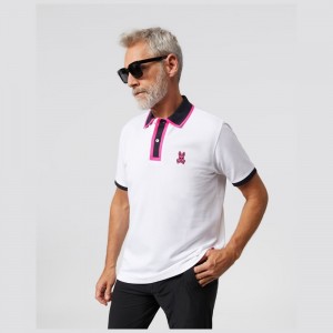 Camisa Polo Psycho Bunny Kay Fashion Polo Hombre Blancos | JL5840179