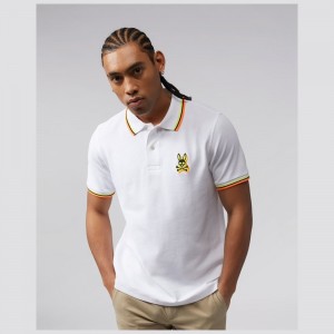 Camisa Polo Psycho Bunny Lamport Polo Hombre Blancos | WJ2835910
