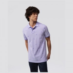 Camisa Polo Psycho Bunny Lands Birdseye Fashion Polo Hombre Lavanda | XS1280736