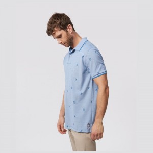 Camisa Polo Psycho Bunny Lands Birdseye Fashion Polo Hombre Azules | AU5721983