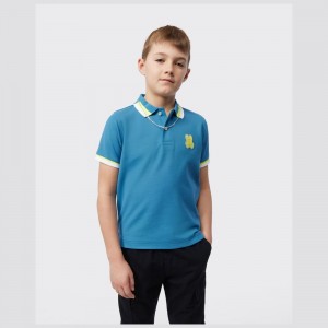 Camisa Polo Psycho Bunny Pisani Pique Fashion Polo Niños Azules | UN6183094