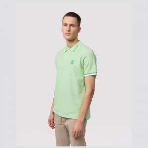 Camisa Polo Psycho Bunny Pisani Pique Fashion Polo Hombre Verde Menta | NJ4735620
