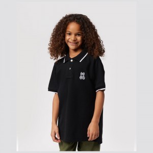 Camisa Polo Psycho Bunny Serge Pique Fashion Polo Niños Negros | MB9168527