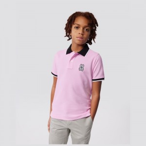 Camisa Polo Psycho Bunny Serge Pique Fashion Polo Niños Rosas | ON8645907