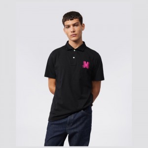 Camisa Polo Psycho Bunny Turing Jersey Polo Hombre Negros | QV6205918
