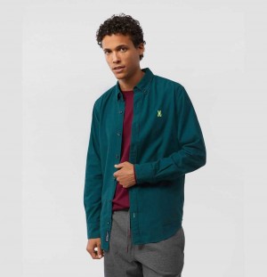 Camisas Casuales Psycho Bunny Beekman Oxford Long Sleeve Shirt Hombre 407 Spruce | TY0658423