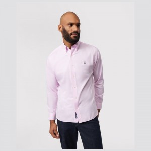 Camisas Casuales Psycho Bunny Oxford Long Sleeve Shirt Hombre Rosas | MR8457203