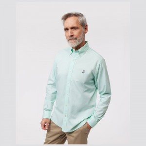 Camisas Casuales Psycho Bunny Oxford Long Sleeve Shirt Hombre Verde Menta | YZ5231769