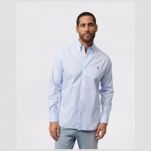 Camisas Casuales Psycho Bunny Oxford Long Sleeve Shirt Hombre Azules Claro | UX9175823