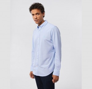 Camisas Psycho Bunny Astor Long Sleeve Cotton Pique Oxford Shirt Hombre 456 Jet Stream | VJ5081426