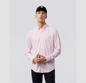 Camisas Psycho Bunny Astor Long Sleeve Cotton Pique Oxford Shirt Hombre Rosas | AR1894630