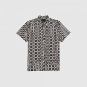 Camisas Psycho Bunny Los Angeles Short Sleeve Printed Shirt Hombre Negros | HB3419562