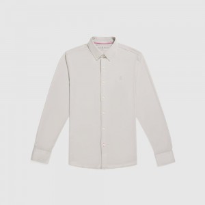Camisas Psycho Bunny Naperville Long Sleeve Jersey Shirt Hombre 060 Cement | IC7932051