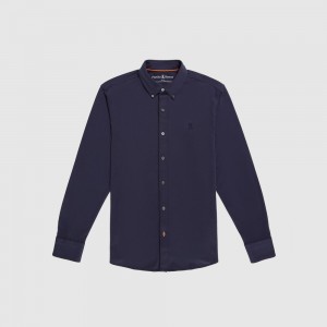 Camisas Psycho Bunny Naperville Long Sleeve Jersey Shirt Hombre Azul Marino | GM2459136