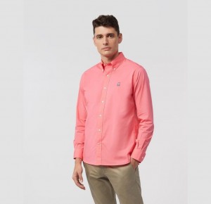 Camisas Psycho Bunny Poplin Long Sleeve Shirt Hombre Rosas | PZ4285390