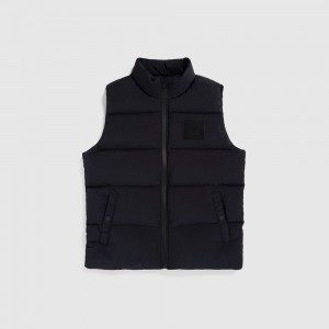 Chamarras Psycho Bunny Anderson Down Puffer Vest Hombre Negros | HV9742086