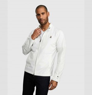 Chamarras Psycho Bunny Bowlin Mesh Lined Zip Jacket Hombre Blancos | XM6783149