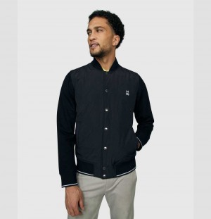 Chamarras Psycho Bunny Carter Baseball Jacket Hombre Negros | UL3481765