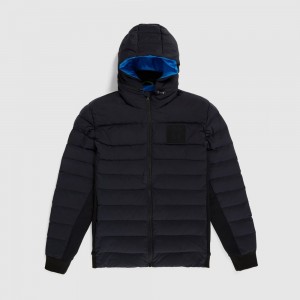 Chamarras Psycho Bunny Evanston Down Puffer Jacket With Rib Inserts And Removable Hood Hombre Negros | OB7915342
