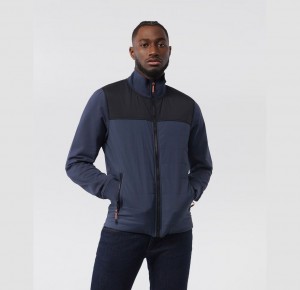 Chamarras Psycho Bunny Mix Media Jacket Hombre Negros | GF1843602