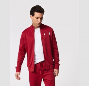 Chamarras Psycho Bunny Moro Knit Track Jacket Hombre Rojos | EC2745619