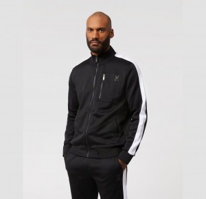 Chamarras Psycho Bunny Moro Knit Track Jacket Hombre Negros | PA3516927
