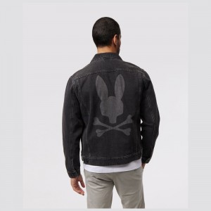 Chamarras Psycho Bunny Pathe Denim Jacket Hombre Negros | YU1034658