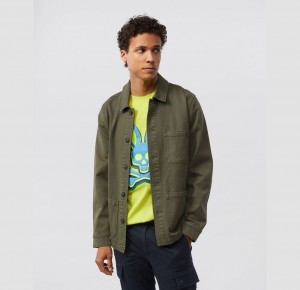 Chamarras Psycho Bunny Sullivan Chore Jacket Hombre Verde Oliva Oscuro | PN2576143