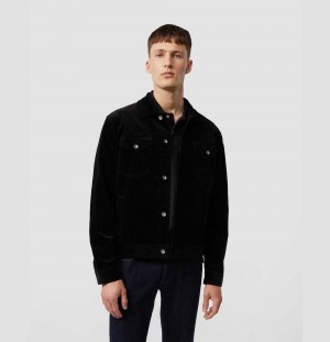 Chamarras Psycho Bunny Sutton Trucker Corduroy Jacket Hombre Negros | JP5409182