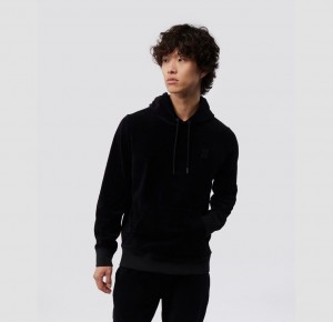 Chamarras Psycho Bunny Velour Hoodie Hombre Negros | DG5182497