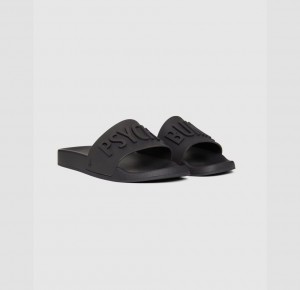 Chanclas Psycho Bunny Psycho Bunny Logo Hombre Negros | XV6537492