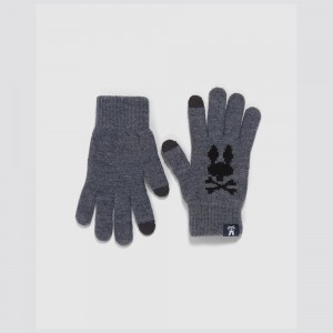 Guantes Psycho Bunny Wool Gloves With Tech Finger Hombre 498 Heather Storm | MI4592671