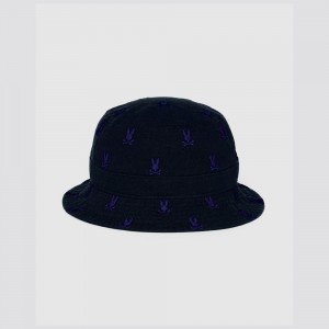 Hats And Caps Psycho Bunny Bleeker Bunny Bucket Hat Hombre Azul Marino | KN7604851