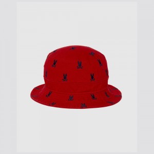 Hats And Caps Psycho Bunny Bleeker Bunny Bucket Hat Hombre Rojos | UC6072138