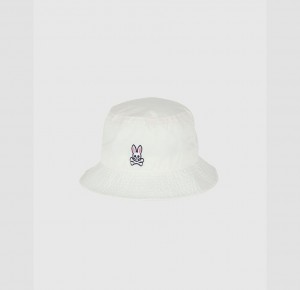 Hats And Caps Psycho Bunny Bucket Hat Hombre Blancos | QN9470158