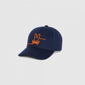 Hats And Caps Psycho Bunny Chester Embroidered Baseball Cap Hombre Azul Marino | LS0297185