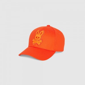 Hats And Caps Psycho Bunny Cleveland Chainstitch Patch Baseball Cap Hombre 813 Tangerine Tango | RI0512384