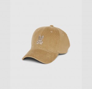 Hats And Caps Psycho Bunny Corduroy Baseball Hat Hombre 245 Tan | NT3572189