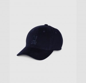 Hats And Caps Psycho Bunny Corduroy Baseball Hat Hombre Azul Marino | JI6450892