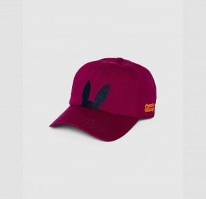 Hats And Caps Psycho Bunny Cortlandt Embroidered Bunny Baseball Cap Hombre 653 Wild Berry | UM7268159